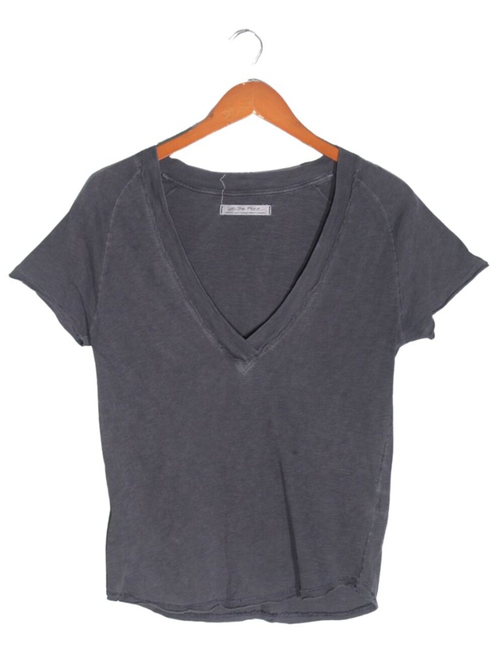 We The Free Sun Valley Cotton V-Neck Tee Washed Gray T-Shirt M